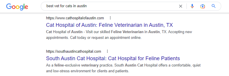 meilleur vétérinaire pour chats à Austin